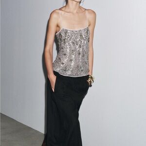 ISO ZARA ZW Collection Embroidered Beaded Top